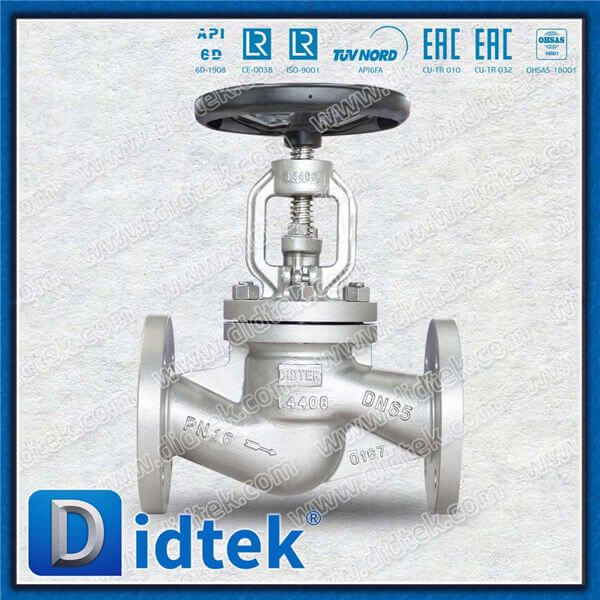 Din Globe Valve-DN50 1.4408 หน้าแปลนมือล้อมือ