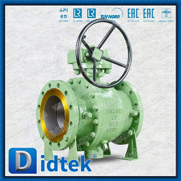 บอลวาล์วแยกส่วน Trunnion หน้าแปลน WCB พร้อมกระปุกเกียร์