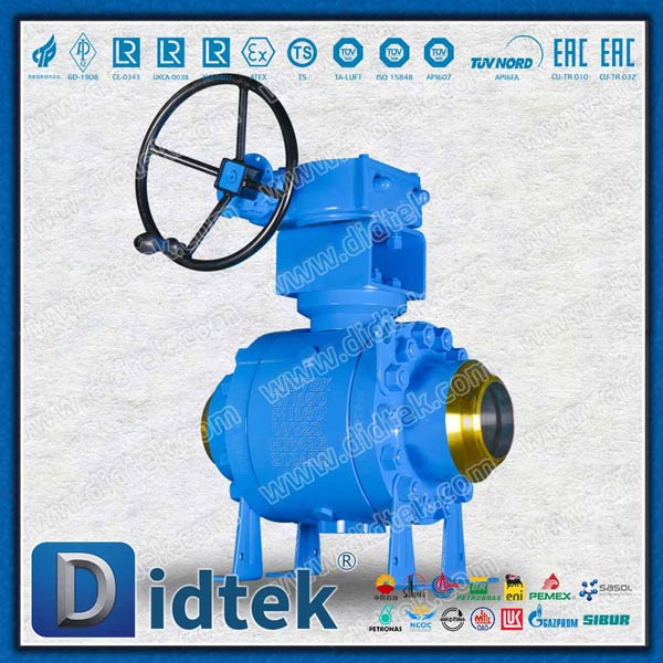 Gearbox Butt เชื่อม DN150 3PCS Metal Trunnion Ball Valve