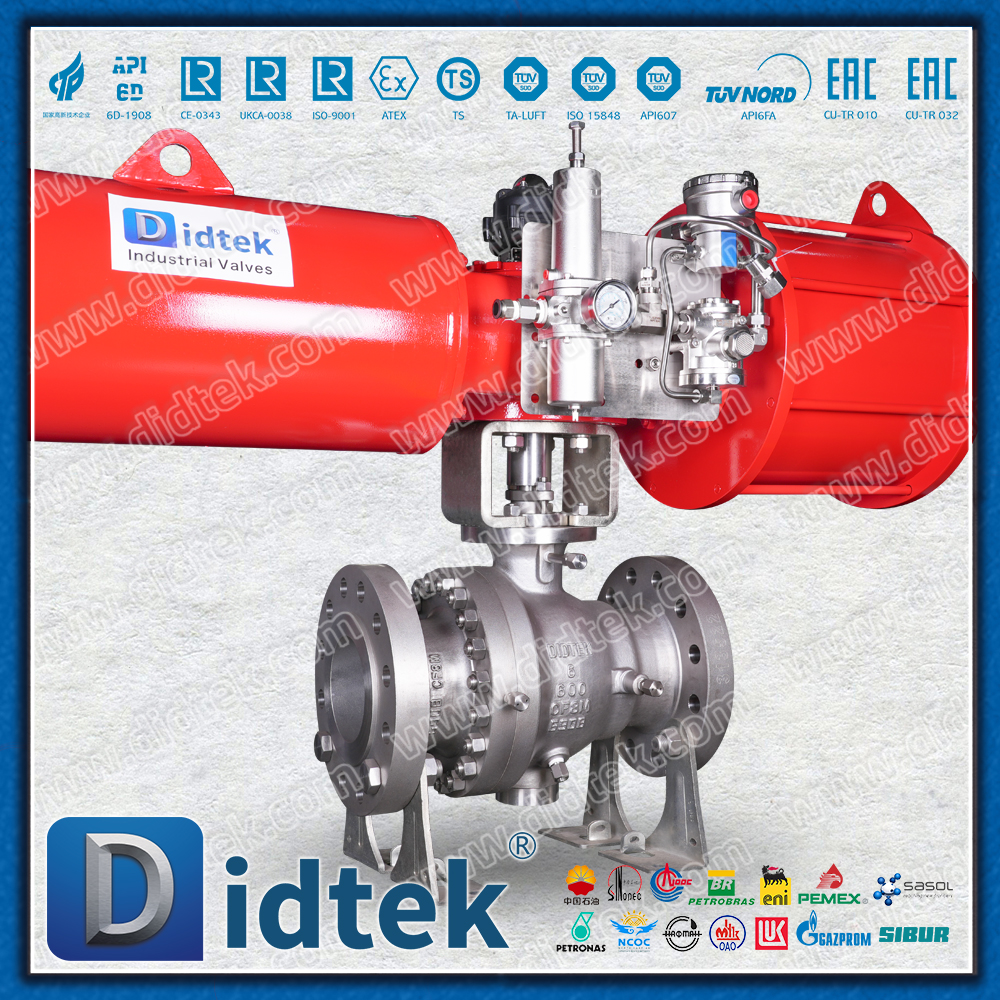 Didtek CF8M บอลวาล์วนิวแมติกหน้าแปลนเจาะเต็ม