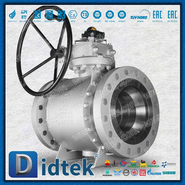 Elgiloy บอลวาล์ว Trunnion ซีลปาก PTFE ที่เติมพลังด้วยสปริง 
