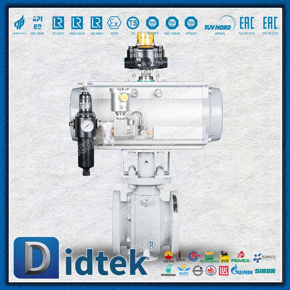 LF2 เหล็กกล้าคาร์บอนอุณหภูมิต่ำนิวเมติกบอลวาล์ว Trunnion แบบเต็มพอร์ต