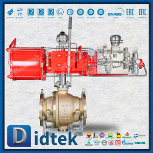 วิศวกรรมทางทะเลนิวเมติกอลูมิเนียมบรอนซ์เดี่ยวออกฤทธิ์ C95800 Trunnion Ball Valve