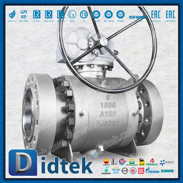  Didtek Flange Full Bore แรงดันสูงฟอร์จเหล็ก A105 Trunnion Mounted Ball Valve 