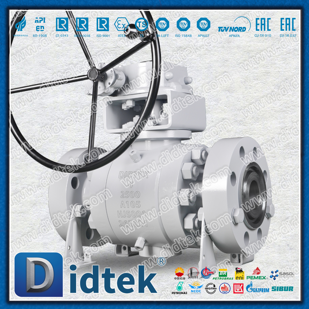 RTJ 2500LB แรงดันสูง PEEK ซีลบอลวาล์ว Trunnion เหล็กหลอม