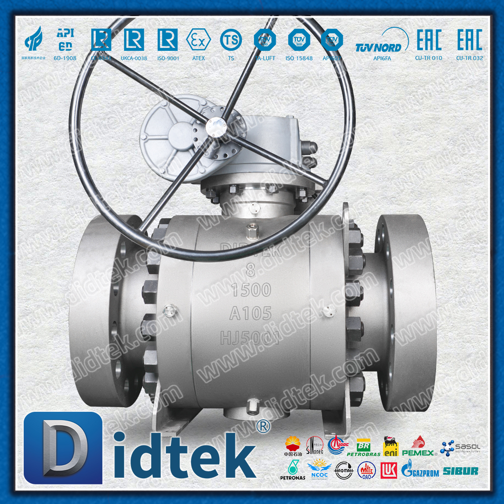  Didtek Flange Full Bore แรงดันสูงฟอร์จเหล็ก A105 Trunnion Mounted Ball Valve 