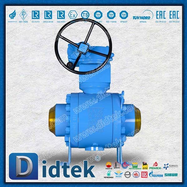 Gearbox Butt เชื่อม DN150 3PCS Metal Trunnion Ball Valve