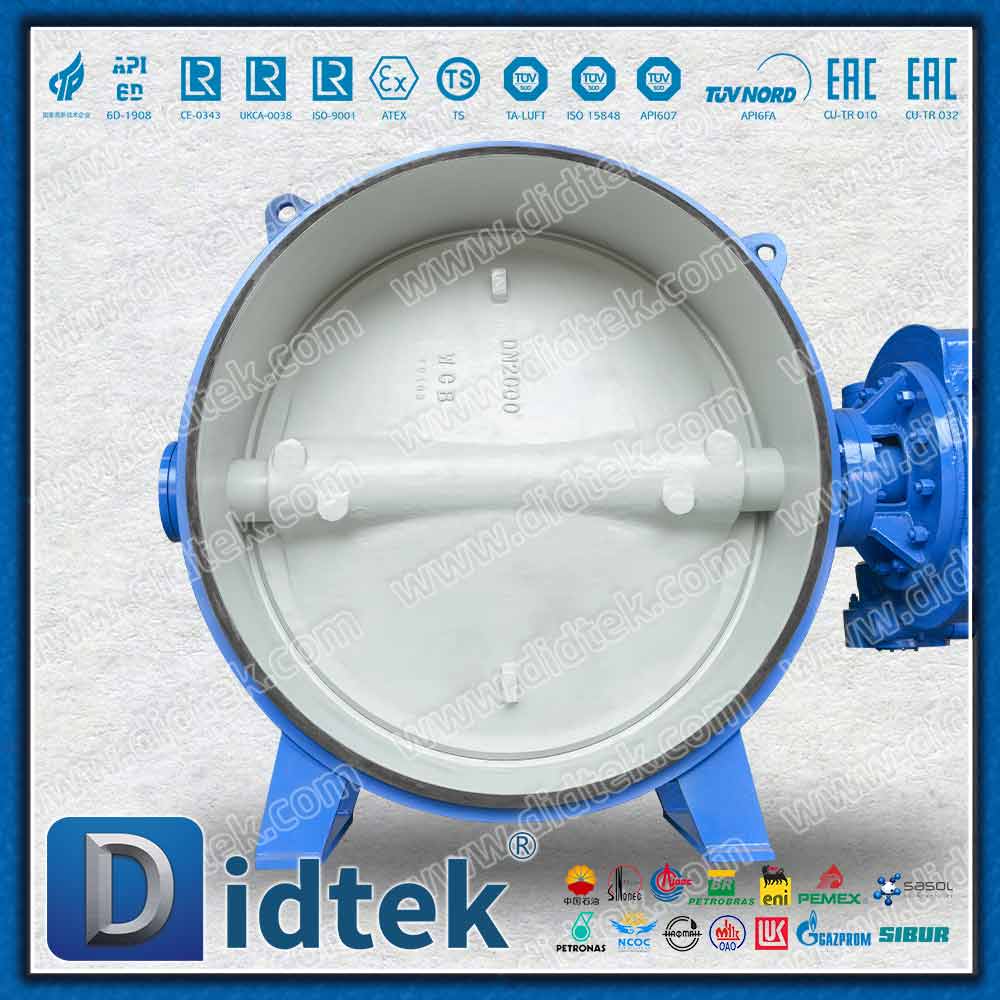 DN2000 ขนาดใหญ่ DIN Wafer Triple Offset บัตเตอร์ฟลายวาล์ว