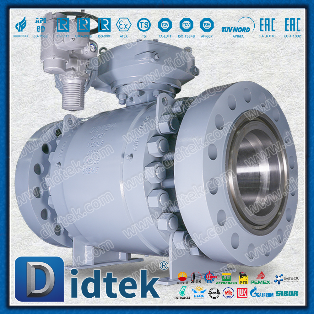 Trunnion วิศวกรรมทางทะเล ESD ติดตั้งบอลวาล์วไฟฟ้า Auma สำหรับก๊าซแรงดันสูง